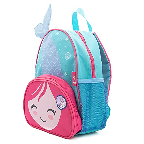 JOY2B Toddler Backpack for Girls and Boys - Mermaid Backpack for Girls and Boys - Kids Backpack for School Camp Travel - Preschool Backpack with Water Bottle Holder - Majestic Mermaid