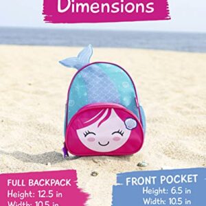 JOY2B Toddler Backpack for Girls and Boys - Mermaid Backpack for Girls and Boys - Kids Backpack for School Camp Travel - Preschool Backpack with Water Bottle Holder - Majestic Mermaid