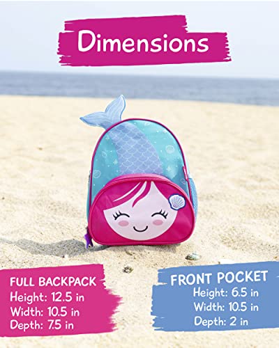 JOY2B Toddler Backpack for Girls and Boys - Mermaid Backpack for Girls and Boys - Kids Backpack for School Camp Travel - Preschool Backpack with Water Bottle Holder - Majestic Mermaid