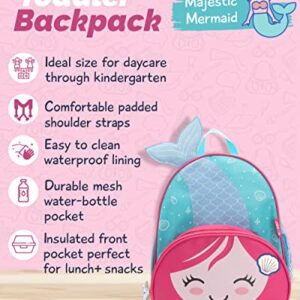 JOY2B Toddler Backpack for Girls and Boys - Mermaid Backpack for Girls and Boys - Kids Backpack for School Camp Travel - Preschool Backpack with Water Bottle Holder - Majestic Mermaid