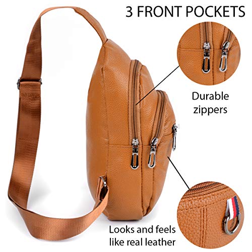 WESTEND Synthetic Leather Crossbody Sling Bag Backpack with Adjustable Strap