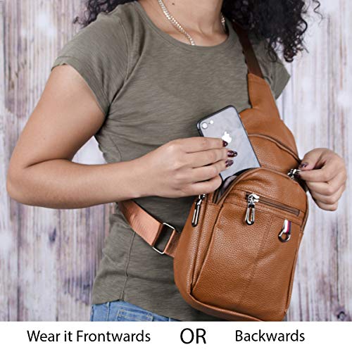 WESTEND Synthetic Leather Crossbody Sling Bag Backpack with Adjustable Strap