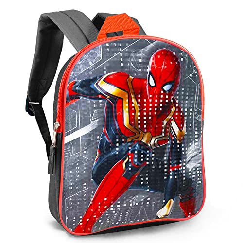 Spiderman Backpack and Lunch Box for Boys - Bundle with 15” Spiderman Backpack, Spiderman Lunch Bag, Water Pouch | Spiderman School Backpack with Lunch Kit