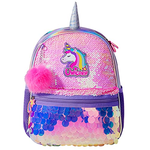 SUNVENO Girls Unicorn Backpacks Preschool Girls Bag Sequins School Bag Toddler Backpack Animal for Children 3-8 Yrs, 12* 10* 4.5", Pink