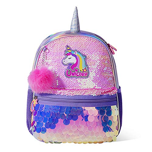 SUNVENO Girls Unicorn Backpacks Preschool Girls Bag Sequins School Bag Toddler Backpack Animal for Children 3-8 Yrs, 12* 10* 4.5", Pink