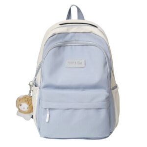 kowvowz backpack kawaii aesthetic cute back to school bag girls boys middle school student large capacity junior high schoolbag (blue)