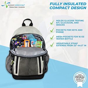 Sugar Medical - Insulated Diabetes Sling Backpack - Multi Pocket, Zip Secured Backpack w/Elastic Loops and Adjustable Straps for Diabetic Medical Supplies (Haze Grey) …