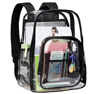 fewofj heavy duty clear backpack, large pvc plastic see through school bookbag transparent casual daypacks for men women