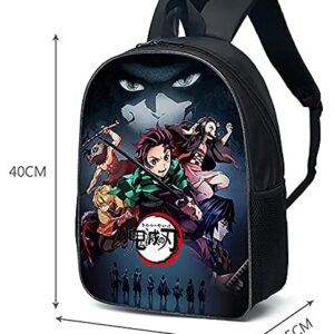 Demon Slayer Backpack Teens Anime laptop School Knapsack Toddler Travel Bag Outdoor Set of 3 (Style 10)