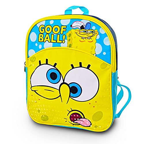 Nick Shop Spongebob Squarepants Mini Backpack and Water Bottle Set-11inch Spongebob Backpack with Spongebob Water Bottle, and More (Spongebob School Supplies Bundle)