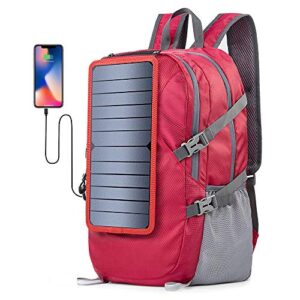 eceen hiking backpack travel daypack packable with 7watts solar panel charger for phone power bank outdoor emergency