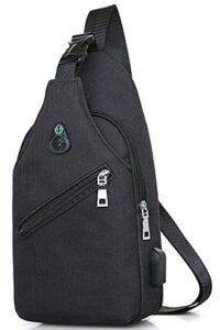 unisex sling bag chest shoulder backpack fanny pack mens womens crossbody bag (black)