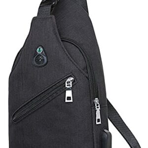 Unisex Sling Bag Chest Shoulder Backpack Fanny Pack Mens Womens Crossbody Bag (Black)