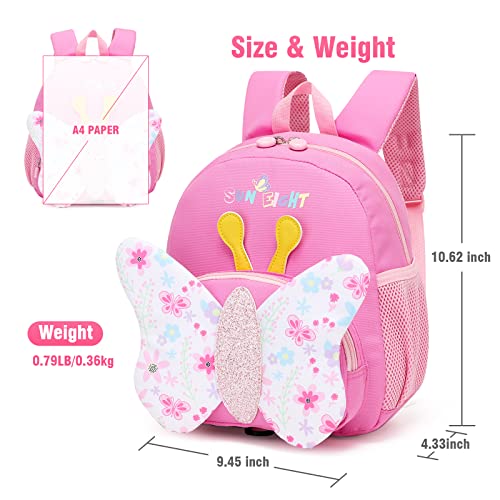 Toddler Backpack with Anti-Lost Harness Kids Backpack School Bag for Baby Girl Boy 1-5 Years(Butterfly)