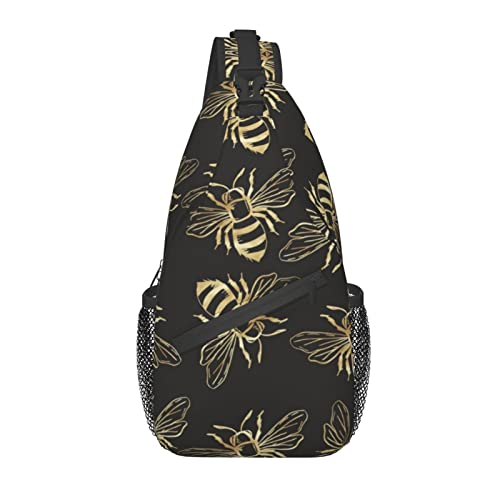 Funny Bee Sunflower Sling Backpack Cute Bee Crossbody Shoulder Bag Office Work Travel Hiking Daypack For Women Men