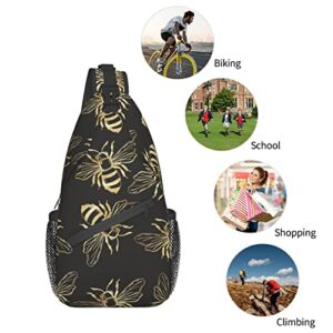 Funny Bee Sunflower Sling Backpack Cute Bee Crossbody Shoulder Bag Office Work Travel Hiking Daypack For Women Men