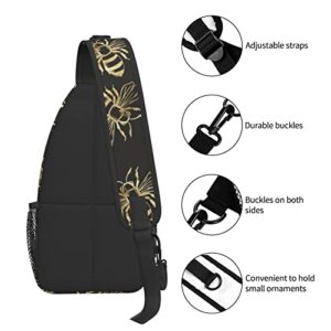 Funny Bee Sunflower Sling Backpack Cute Bee Crossbody Shoulder Bag Office Work Travel Hiking Daypack For Women Men