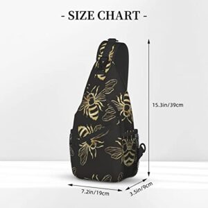 Funny Bee Sunflower Sling Backpack Cute Bee Crossbody Shoulder Bag Office Work Travel Hiking Daypack For Women Men