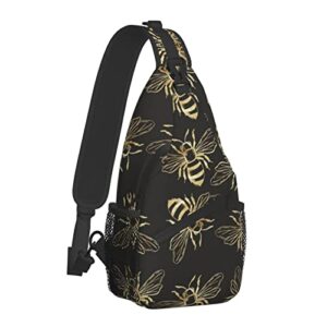 Funny Bee Sunflower Sling Backpack Cute Bee Crossbody Shoulder Bag Office Work Travel Hiking Daypack For Women Men