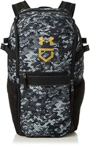 under armour utility baseball backpack print, (002) black / / metallic gold, one size fits all