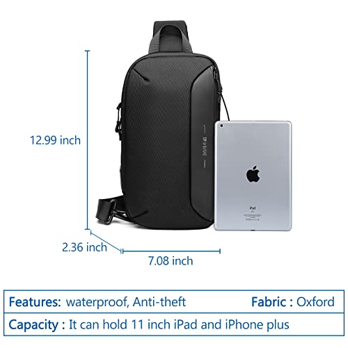 Yakelo Sling Bag Large-Capacity Shoulder Backpack Crossbody Bag Casual Chest Bag For Men With USB Charging Port，Waterproof And Anti-Theft Suitable For Hiking And Cycling Day Bag