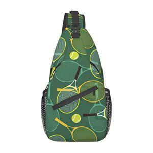 funny tennis sling bag,casual crossbody shoulder bag, lightweight sling backpack,one strap chest bag,for men/women,daypack for walking,cycling,hiking,travel