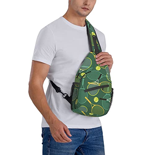 Funny Tennis Sling Bag,Casual Crossbody Shoulder Bag, Lightweight Sling Backpack,One Strap Chest Bag,for Men/Women,Daypack for Walking,Cycling,Hiking,Travel
