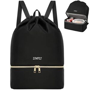 ZOMFELT Rolling Backpack & Drawstring Backpack with Lunch Bag,