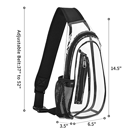 AROUVOG Clear Sling Bag, Stadium Approved Mini PVC Crossbody Shoulder Backpack, Transparent Casual Chest Daypack for Women & Men, Perfect for Hiking, Stadium or Concerts, Black, One Size