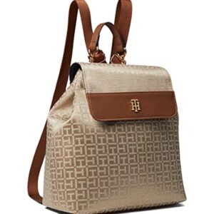 Tommy Hilfiger Camilla II Flap Backpack-Square Monogram Jacquard Khaki Tonal One Size