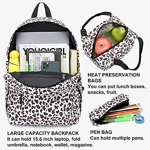 Teen Girls Backpack School Book Bag Set with Lunch Box and Pencil Case for ladies and women PINK