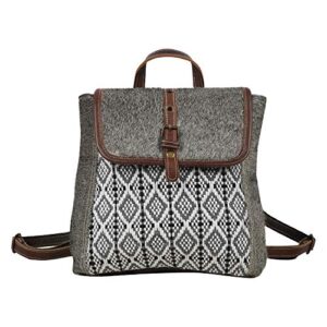 myra bag stella upcycled canvas & cowhide leather backpack s-1590