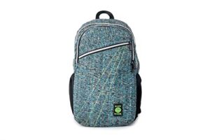 dime bags city dweller casual hemp backpack with padded laptop compartment and water bottle holder (glass)