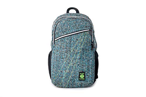 DIME BAGS City Dweller Casual Hemp Backpack with Padded Laptop Compartment and Water Bottle Holder (Glass)