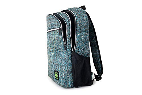 DIME BAGS City Dweller Casual Hemp Backpack with Padded Laptop Compartment and Water Bottle Holder (Glass)