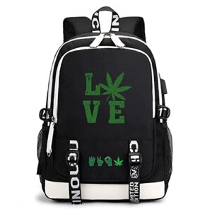 fdgdfg marijuana lick weed leaf american flag patriopotic love smoking need weed 420 backpack laptop with usb port unisex (black7)