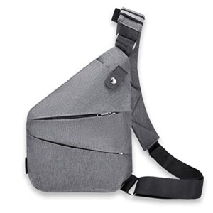 dazzlesun waterproof sling bag crossbody bag chest small travel bag for men pocket shoulder bag backpack daypack for outdoor walking hiking biking running gray right