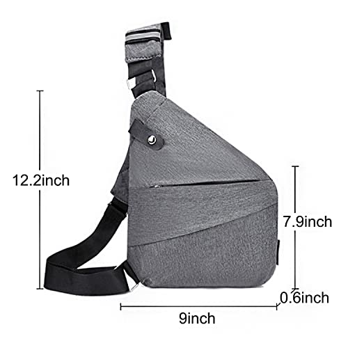DAZZLESUN Waterproof Sling Bag Crossbody Bag Chest Small Travel Bag for Men Pocket Shoulder Bag Backpack Daypack for Outdoor Walking Hiking Biking Running Gray Right