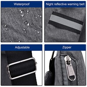 DAZZLESUN Waterproof Sling Bag Crossbody Bag Chest Small Travel Bag for Men Pocket Shoulder Bag Backpack Daypack for Outdoor Walking Hiking Biking Running Gray Right