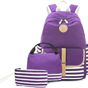 Backpack for Girls, Createy School Backpack Bookbags Causal Travel Canvas Rucksack Laptop Bag Canvas Girls Backpacks with Lunch Box and Pencil Case for Teens