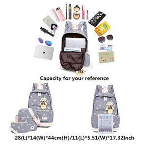 Canves School Bag Set Primary 3Pcs Student Backpack Elementary BookBag with Plush Doll