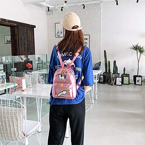 Pink Rainbow Unicorn Backpack, Cute Toddler Backpack Waterproof Mini Travel Bag for Girls Kids