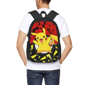 Pokemon School Backpack 3D Pattern Printed Lightweight Bookbag Cartoon Anime Casual Daypack for Back to School Teens Elementary Middle School Bookbag