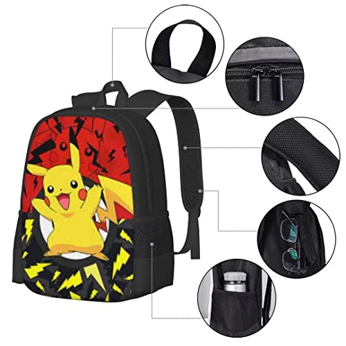 Pokemon School Backpack 3D Pattern Printed Lightweight Bookbag Cartoon Anime Casual Daypack for Back to School Teens Elementary Middle School Bookbag