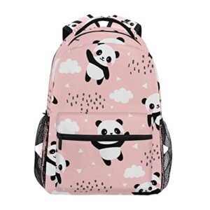 qilmy panda backpack for girls student school bookbag laptop computer travel daypack, pink