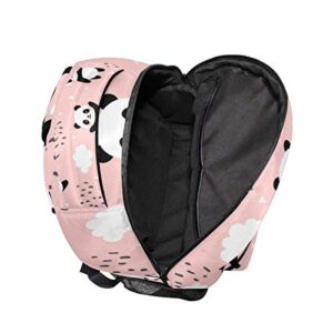 Qilmy Panda Backpack for Girls Student School Bookbag Laptop Computer Travel Daypack, Pink