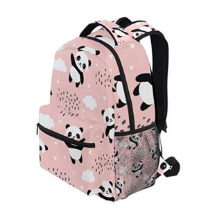 Qilmy Panda Backpack for Girls Student School Bookbag Laptop Computer Travel Daypack, Pink