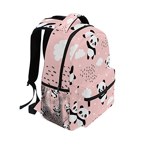 Qilmy Panda Backpack for Girls Student School Bookbag Laptop Computer Travel Daypack, Pink