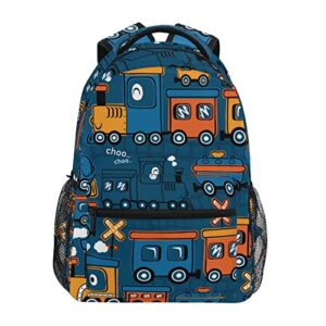 krafig colorful funny cartoon steam train boys girls kids school backpacks bookbag, elementary school bag travel backpack daypack