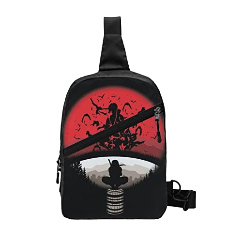 Cool Anime Crow Sling Backpack Chest Bag Waterproof Crossbody Shoulder Bag, Adjustable Travel Hiking Daypack for Men Women Hiking Outdoor